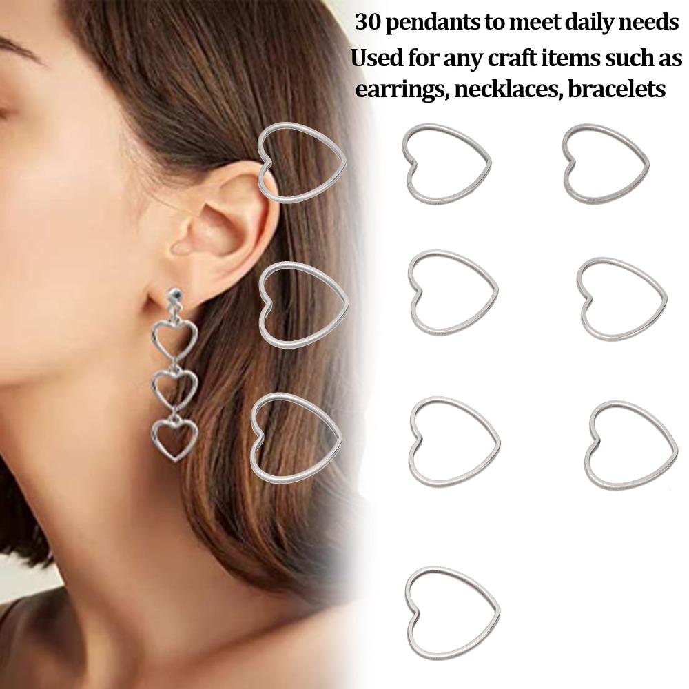 30pcs Stainless Steel Hollow Frame Pendants Silver Stainless Steel Pendants Earring Craft