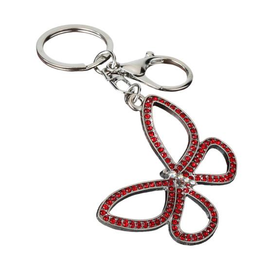 Rhinestone Butterfly Keychain Pendant Lightweight Keychain with Rotating Lobster Clasp Metal