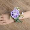 Suit Corsage Wedding Wristlet Band with Faux Pearl Embellished Simulated Roses Bride Groom Romantic Floral Accessories Prom Decoration