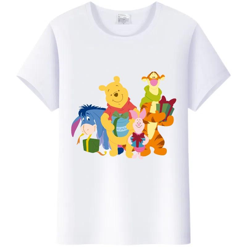 Y2K Tshirt Kawaii Tops Unisex Cartoon Winnie The Pooh Tigger Friends Graphic t-shirt Summer Blouses White Tees