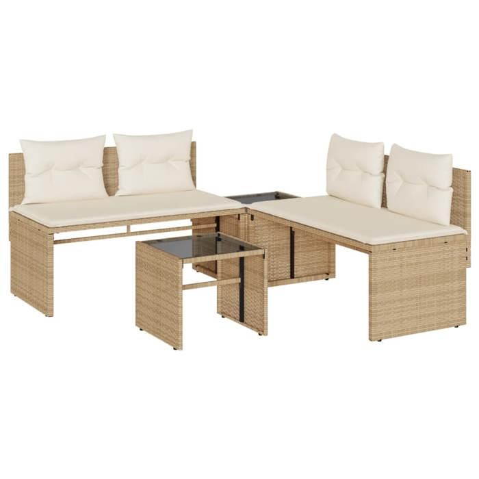 VidaXL Garden Lounge Set with Cushions 4 Pcs Beige Braided Resin, Outdoor Sofa Set, Garden Lounge, Set 4003882