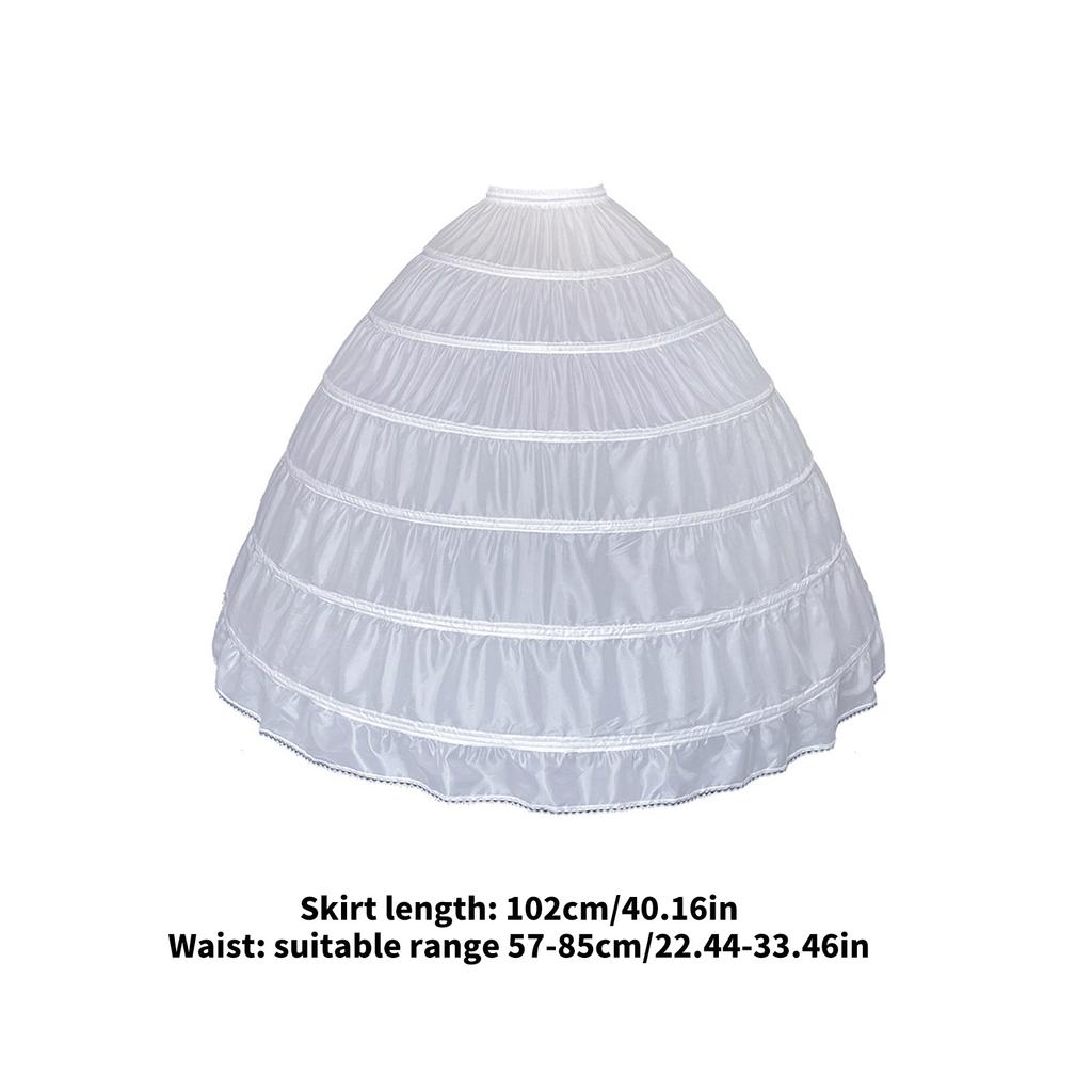 Elastic Wedding Hoop Skirt 6 Steel Hoops Full Bells Crinoline Underskirt For Bridal Party Dress Formal Dress Pettiskirt