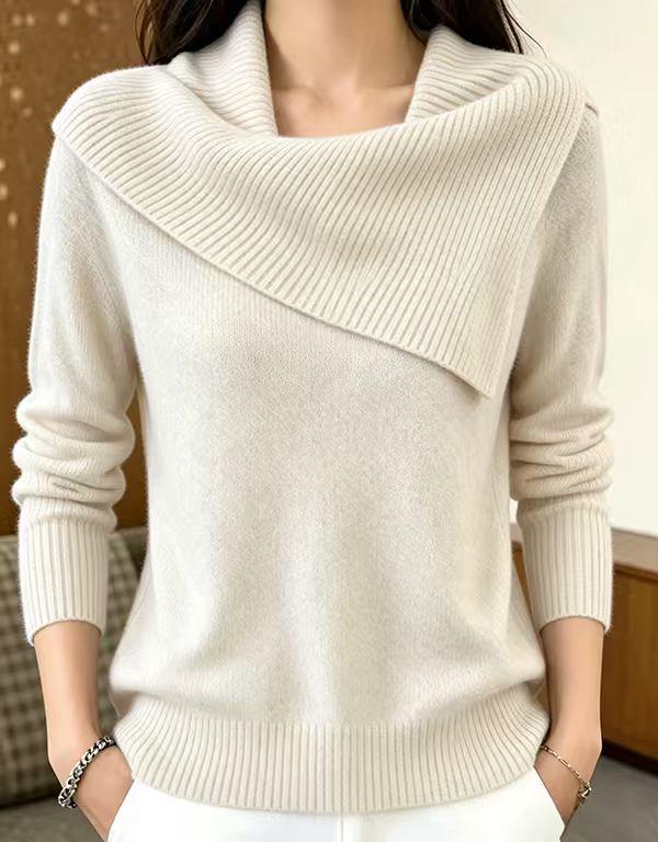 Women's Retro European & American Slimming Lapel Sweater - Playful & Versatile Knit Design