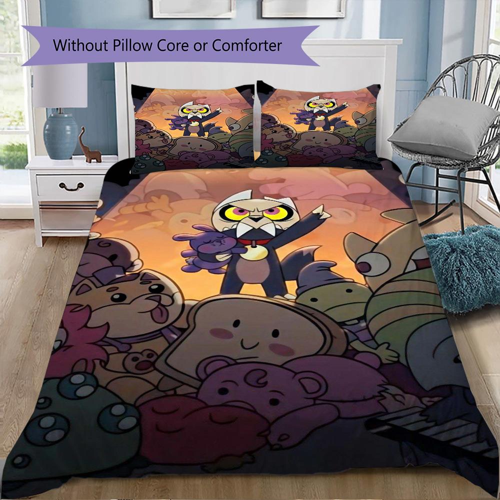 Cartoon Owls and Monsters Pattern Bedding,Quilt Set Quilt Cover Pillowcase Home Birthday Gift (1*duvet cover+2*pillowcase,without core)ZSJT0917245