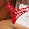 European and American Sexy Thong Women's Mesh Embroidery Transparent Temptation Cross Low Waist Hot One Thread T Panties 2240