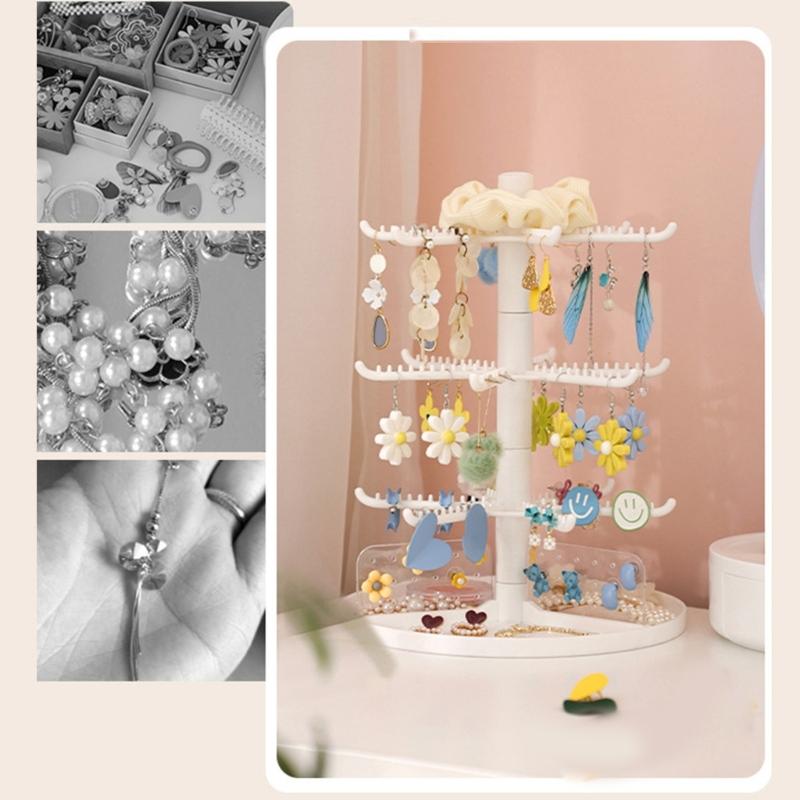 2/3/4-Tiers Jewelry Organizers Display Stand with Tray Plastic Necklace Earring Holder Jewelry Storage Display Tower