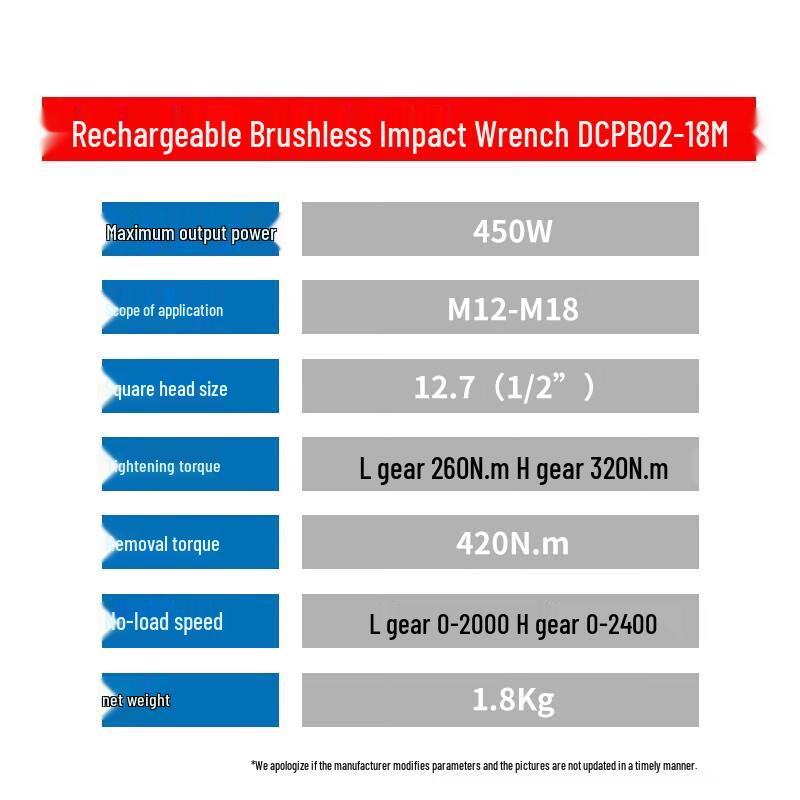 Dongcheng 20V Brushless Cordless Impact Wrench (Bare Tool) CN plug (adapter included)