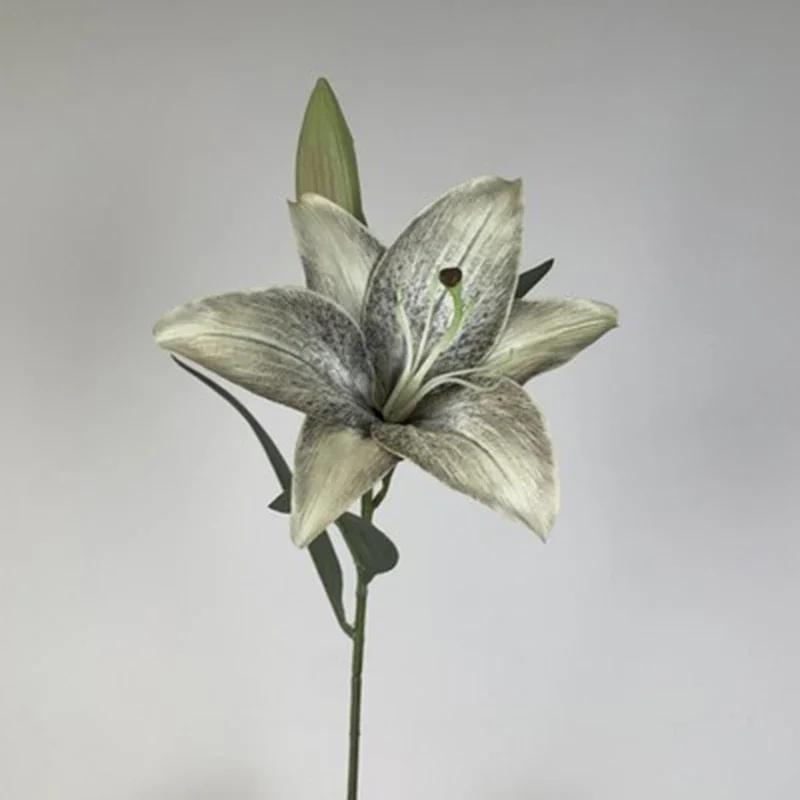 Artificial Plants Ornament Premium Lily Artificial Flower Living Room TV Cabinet Dining Table Vase Flower Arrangement Decoration