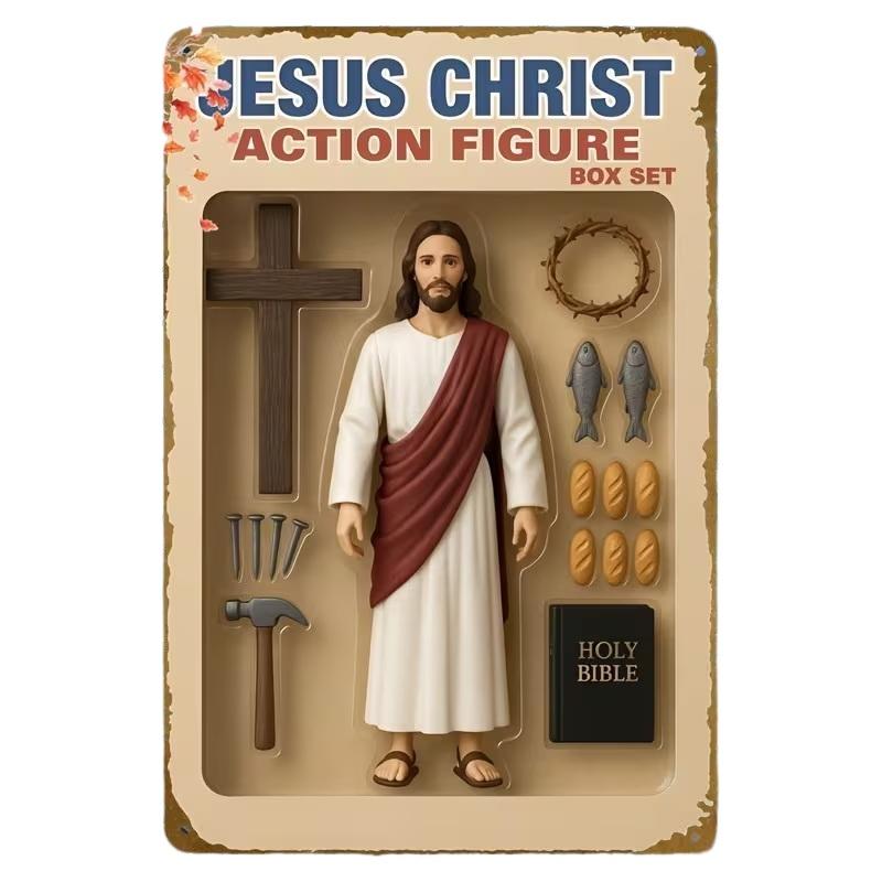 

1Pc 2D Flat Design Of Vintage Jesus Christ High-quality Action Figure Metal Wall Decoration 8x12 Inches Vintage Religious