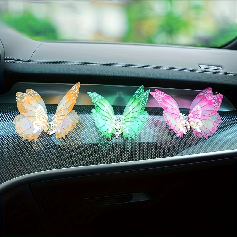 3Pcs 3D Dynamic Butterfly Car Interior Decoration Auto Dashboard Vent Clip Ornaments For Woman Man Gift Car Accessories Supplies