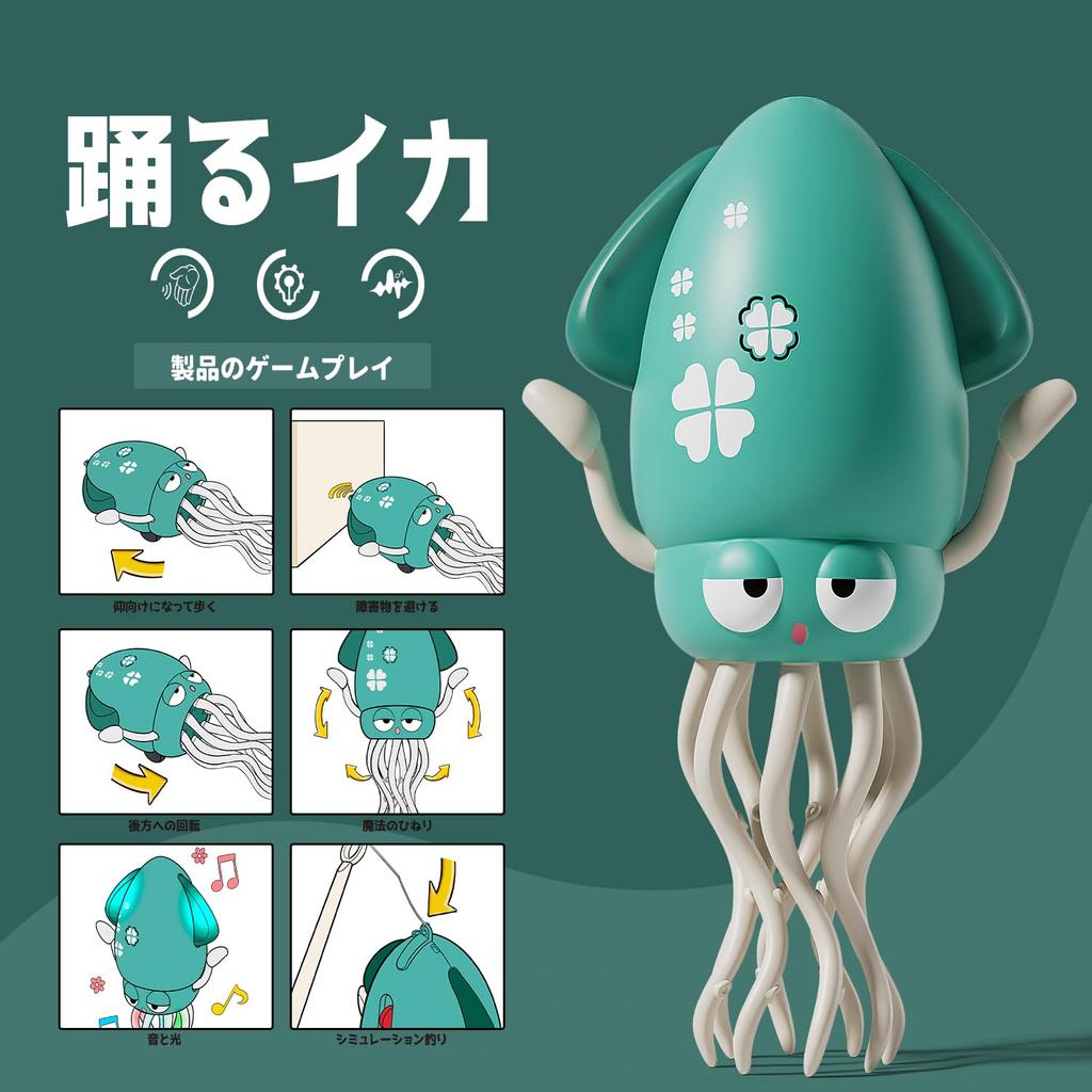 Tanzender Tintenfisch Elektrischer Krabbelnder Oktopus Bauchspielzeug mit LED-Lichtern USB Automatische Ausweichfunktion Interaktives Spielzeug als Geschenk für Jungen und Mädchen Spielzeug, &