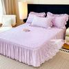 Thickened Milk Fleece Padded Bed Skirt Three-Piece Princess Wind Coral Fleece Double-Layer Lace Bed Cover