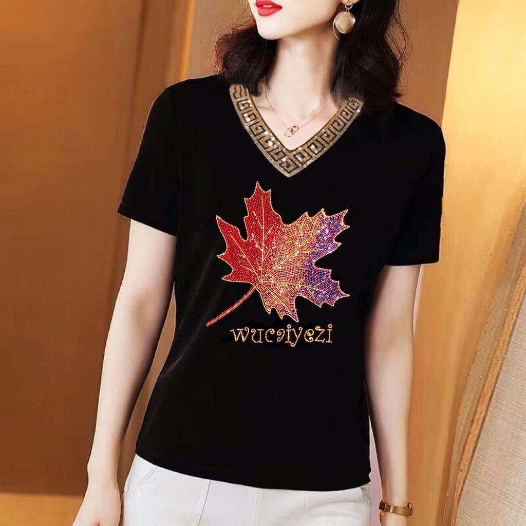 Men's Plus Size Rhinestone V-Neck Short Sleeve T-Shirt - Summer Stylish Trendy Top