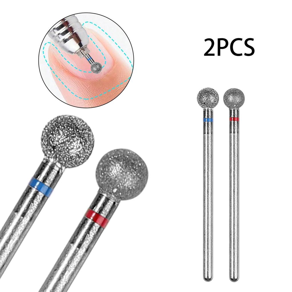 2 Pieces 5mm Sphere Nail Grinding Tool Nail Drill Bit Manicure Accesories for Salon and Home Use for Smooth Nail Finish