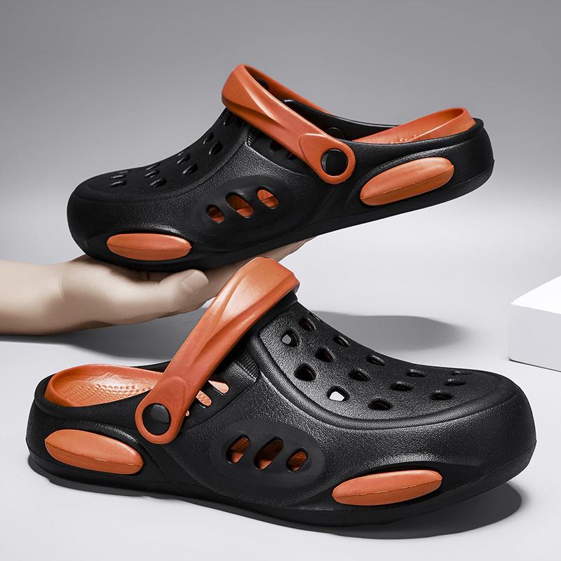 Fashion Summer Men Clogs Breathable Beach Slippers Soft Sole Men Home Slippers Outdoor Antiskid Slides