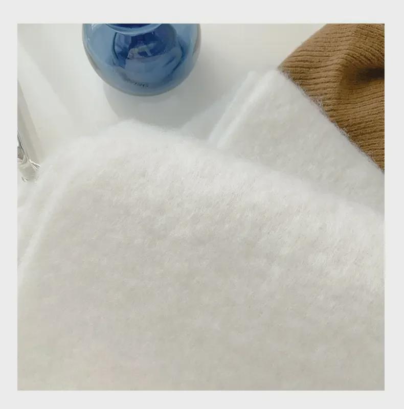 2024 Winter White Thick Solid Color Scarf for Girls - Korean Style, Versatile Student Shawl