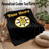 Boston Bruins Custom Flannel Throw Blanket Print Your Name Text Soft Warm Blanket Holiday Present