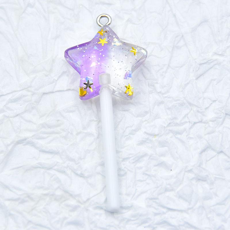Two-Color Resin Glitter Star & Seashell Lollipop Earrings/Pendant DIY Accessories