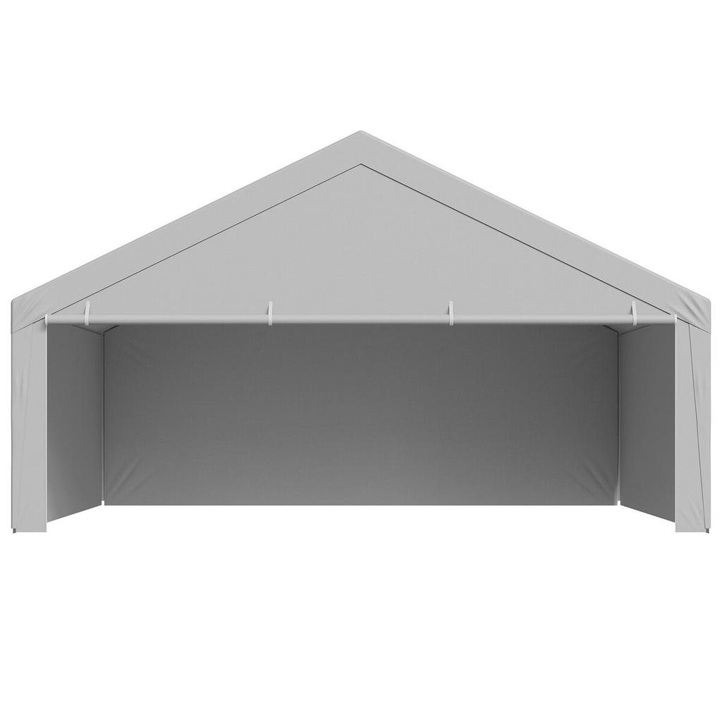 Carport Replacement Canopy, 6 x 6 m Potable Garage Tent Top Tarp with Sidewalls, UV-Resistant & Waterproof, Heavy Duty Car Shelter Tarp with Ball
