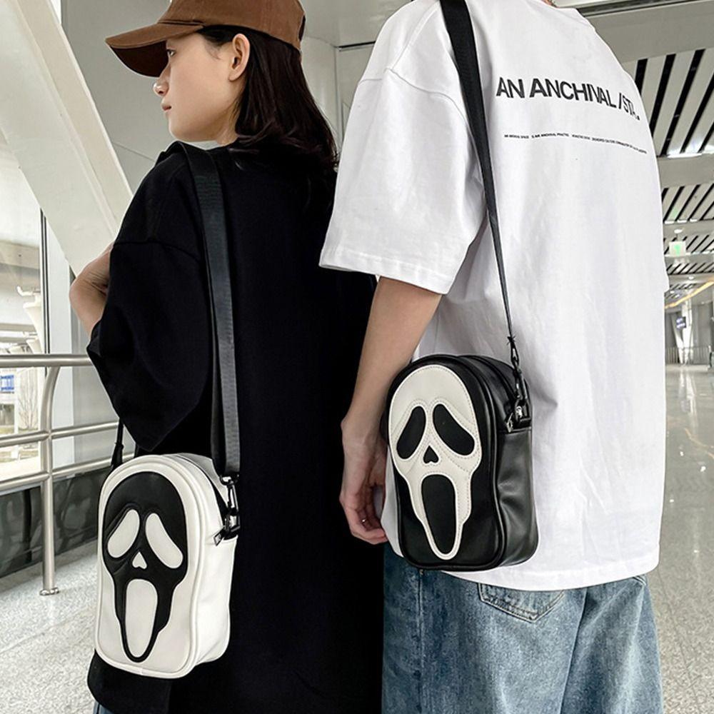 

Solid Color Devil Ghost Shoulder Bag Korean Style Skull Crossbody Bag Portable Couple белый