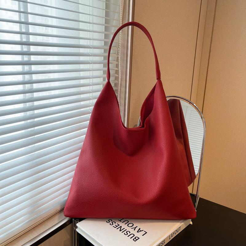 

Ленивая сумка-мешок женская большой вместимости новая осенне-зимняя универсальная простая наплечная сумка сумка-тоут для поездок красный