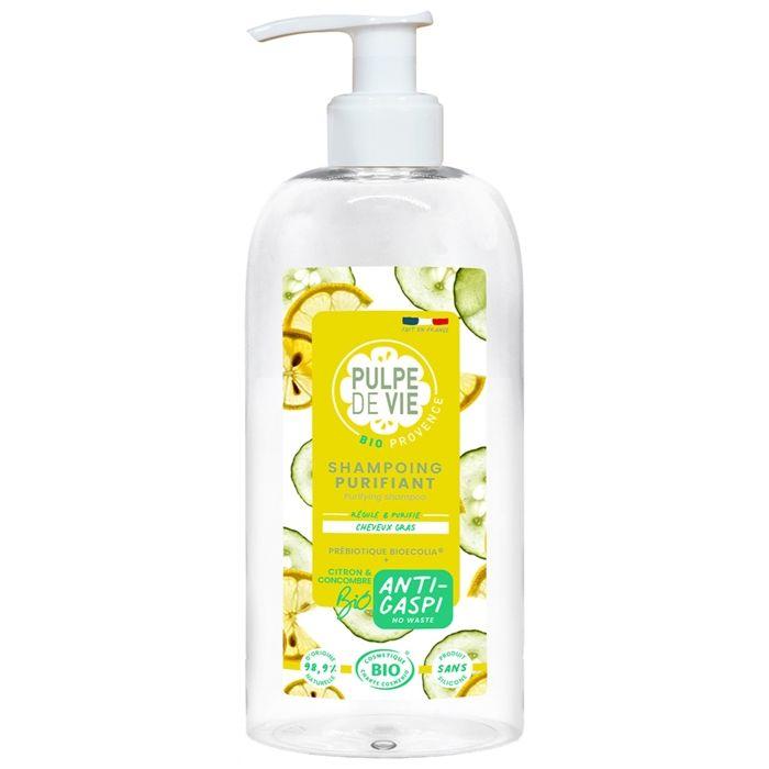 Shampoing purifiant avec prébiotiques 400 mL, à base de fruits antigaspi bio, citron &amp; concombre, PULPE DE VIE
