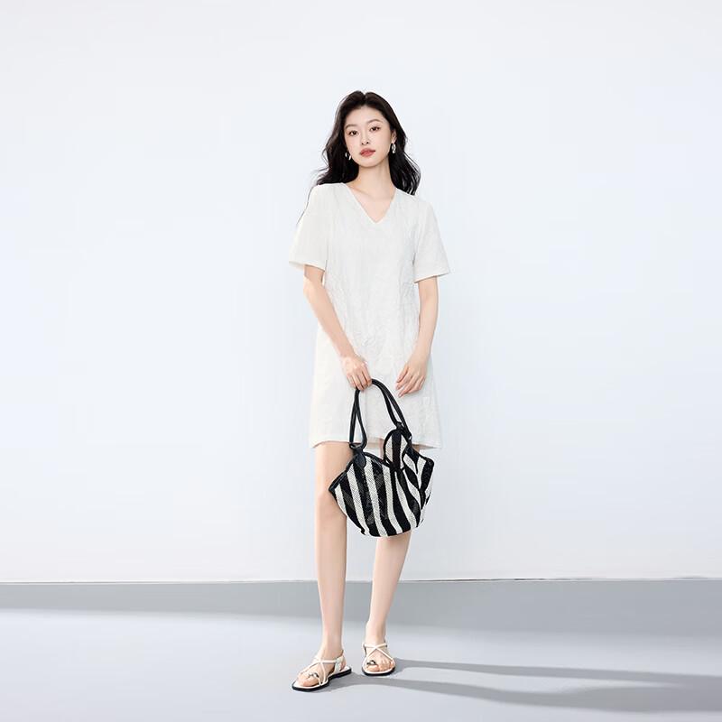 JOY SPEAKER Women's Elegant A-Line V-Neck Midi Dress