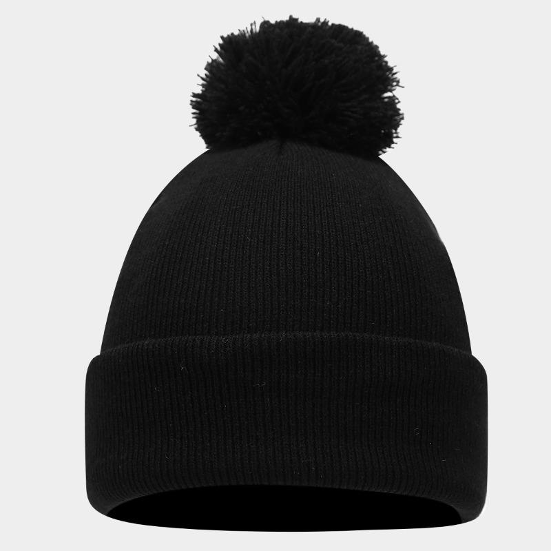 Chapeau d'hiver chaud en tricot avec pompon couleur unie pour hommes femmes extérieur