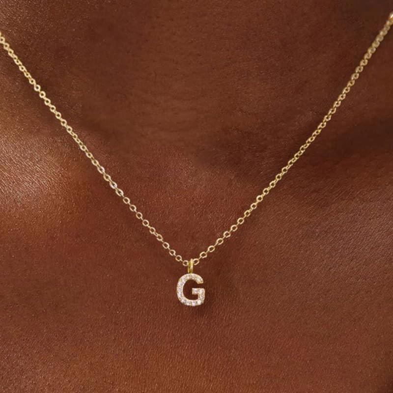 14k Gold-Plated Rhinestone Letter Necklace - Personalized Clavicle Chain Fashion Gift