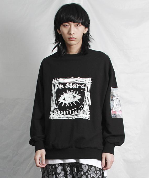 Deumakeu Square Graphic Sweatshirt Black