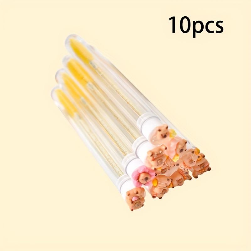 

5/10/50pcs Kapibara Eyelash Extension Brushes, Cute Capybara Design, Reusable Nylon Bristle Oval Brushes, Unscented ABS Nylon жовтий