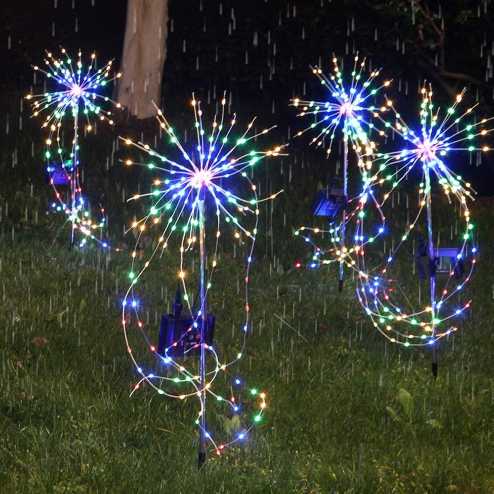 Solar Firework Light DIY Outdoor Garden Starburst Firework Lamp 200LED 35 Copper Wires Christmas String Light for Garden Decor
