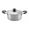 Kakusei NB-17 Stainless Steel Pot with Handle, 18cm, with Glass Lid, Rust-Resistant, Simple Design, Gas and Induction Compatible