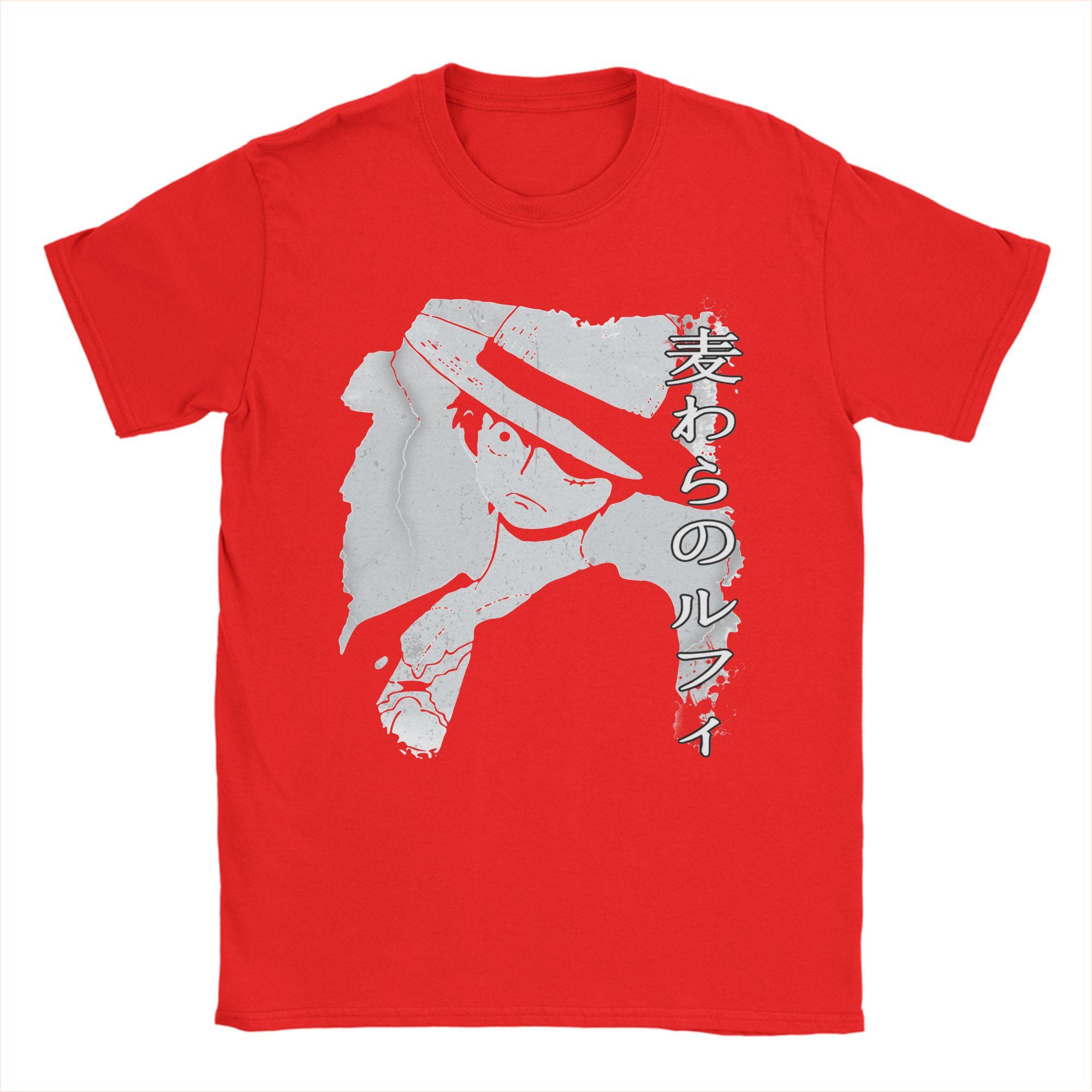 

Ones Pieces Monkey D Luffy TShirt for Men Manga Anime Humorous Cotton Tees Crewneck Short Sleeve T Shirts Gift Idea Clothes S