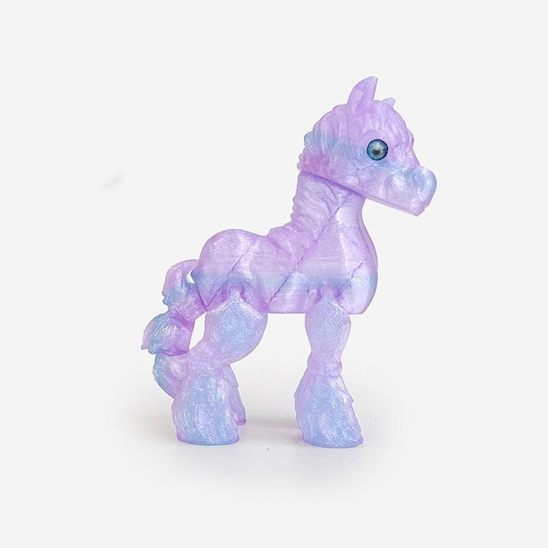 3D-gedrucktes Spielzeug Regenbogenpferd Simulierte Statue Niedliches Sternzeichenpferd Gelenkschwanz Bewegliche Figur Bürodekoration Neujahrsgeschenk