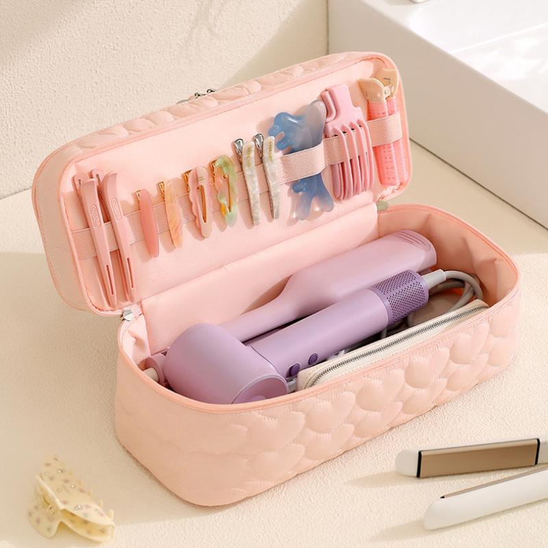 Bolsa de Almacenamiento para Secador de Pelo de Doble Capa Portátil Gran Capacidad a Prueba de Polvo Neceser para Rizador de Pelo con Asa Estuche de Transporte para Viajes