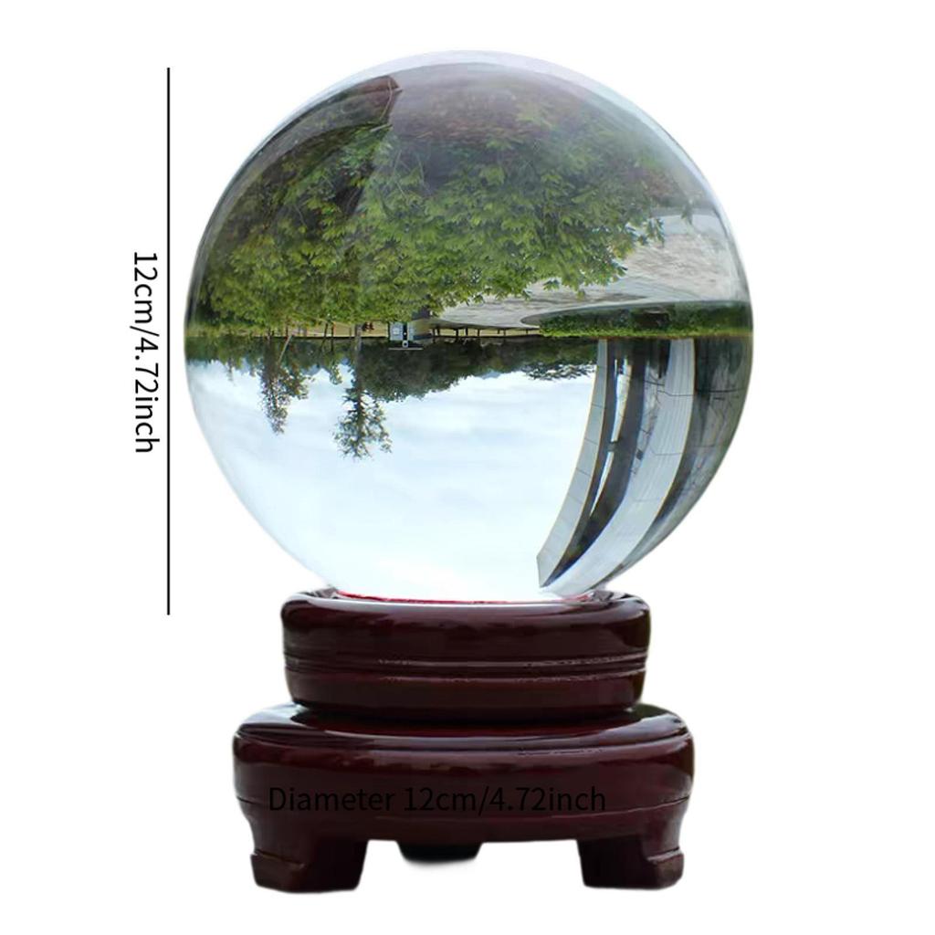 Clear glass ball with wooden stand, modern collection, good luck charm