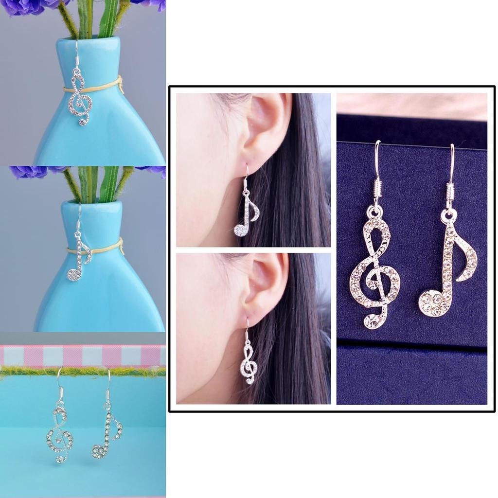 Fashion Crystal Rhinestone Music Ear Stud Earrings With Elegant Silver Finish