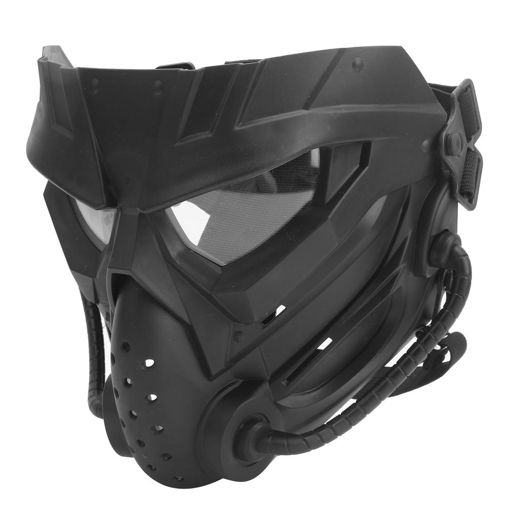Black Full Face Guard Protection Transparent Lens Ergonomic for CS Game Halloween Outdoor Activities