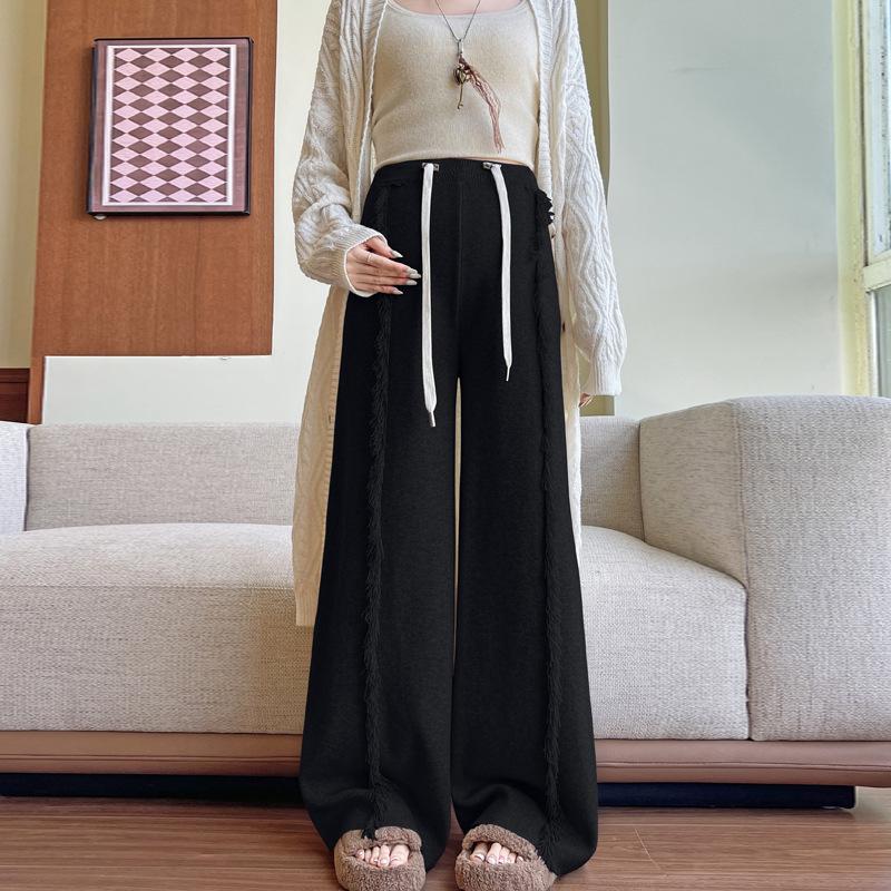 Maternity Knit Tassel Wide-Leg Pants - Autumn/Winter 2025, Slimming, Floor-Length, Thick Fabric. 2XL