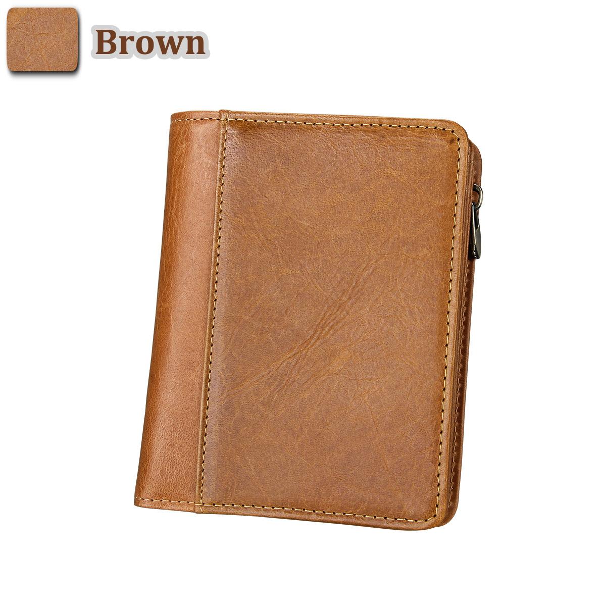 

Мужской кошелек из натуральной кожи из воловьей кожи, карман для монет и держатель для карт, тонкие кошельки для мужчин, сумка для денег в стиле ретро для отдыха коричневый