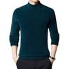 Men's Thick Chenille Velvet Turtleneck Sweater with Golden Carving