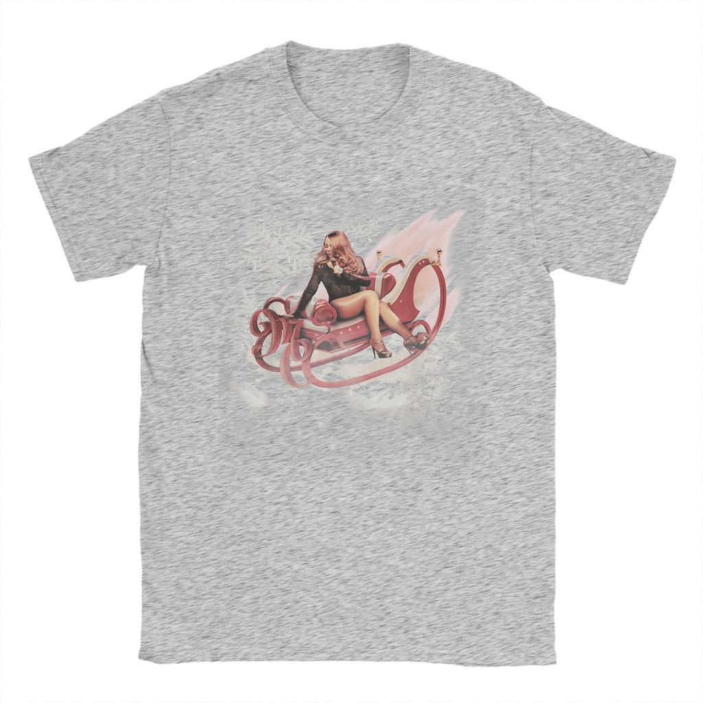 Mariah Carey Official Merry Christmas One & All Tour Sleigh Men T Shirts Novelty Tees Short Sleeve Crewneck Plus Size Tops