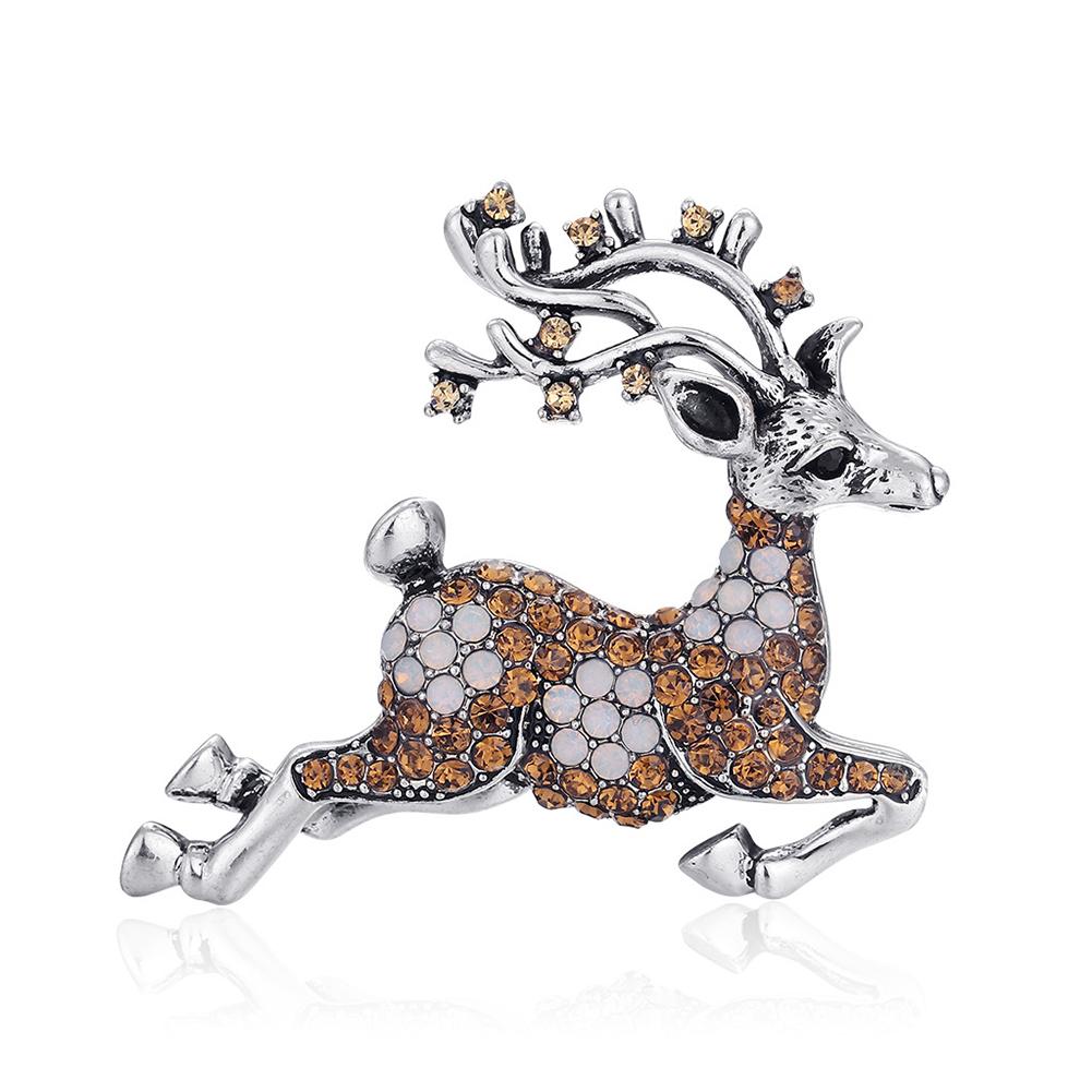 Women Lady Creative Cartoon Sika Deer Brooch Clothing Accessories Christmas Xmas Gift