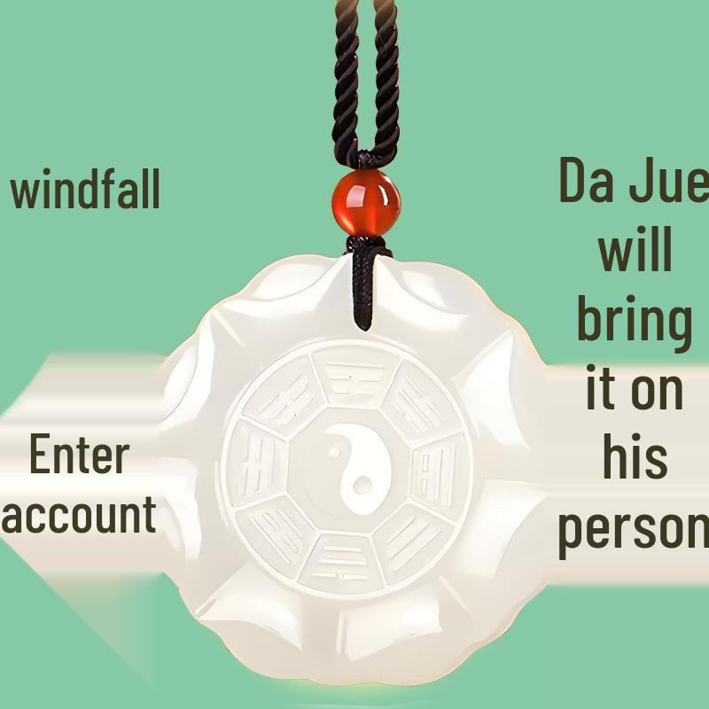 Authentic Hotan Mutton Fat Bagua Jade Pendant for Men & Women