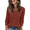 Women's T Shirt Tee Button 3/4 Sleeve Tunic Daily Weekend Fashion Basic V- Neck Regular Top