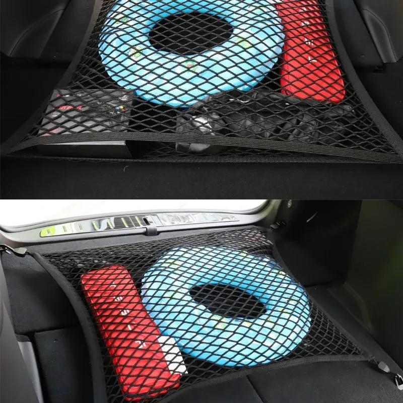 Auto-Kofferraumnetz für Tesla Model X Model Y Juniper Aufbewahrungs-Organizer Hinteres Netz Gepäck Ladefläche Elastische Tasche Hakennetz Zubehör