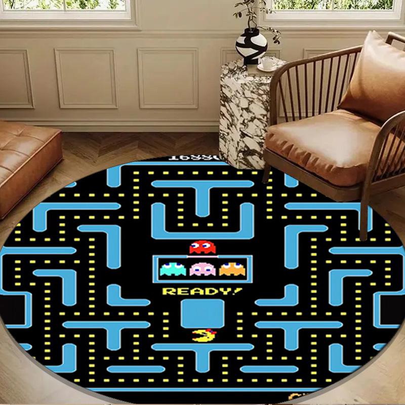 Pac Game Adventure Round Rug for Livingroom,Bedroom, Palyroom, Chair Rug, Area Rug, Circle Carpet, Large Size Fan Christmas Gift