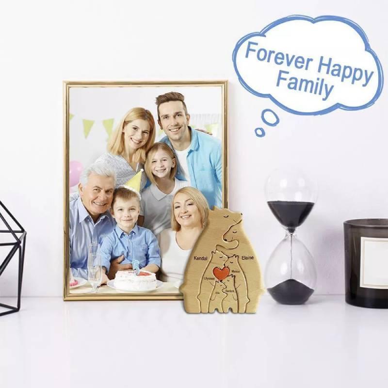 Personalized Bear Hug Garnish Wooden Puzzle Toy Family Bear Educational Xmas Toy