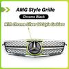 Chrome Black AMG Style Racing Grille With OE Style Emblem Logo For Mercedes Benz C-Class W204 2008-2014 C180 C200 C250 C300 C350 QA1